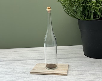 1964 Penny in Mini Glass Bottle – Vintage Novelty Coin Curio – Tiny Bottle Collectible