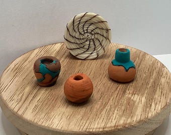 Miniature Tohono O’odham Horsehair Basket with Handmade Pottery – Vintage Basket Diorama Set