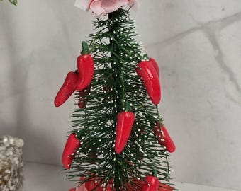 Southwestern Miniature Christmas Tree with Hand Sculpted Chiles