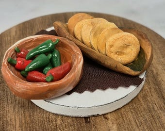 Handmade Miniature Chili & Fry Bread With Hand Sculpted Bowls