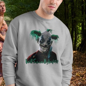Champion Unisex Sweatshirt, Scary Clown Horror Sweatshirt - Graphic Champion Crewneck Sweatshirt | Shop Now!