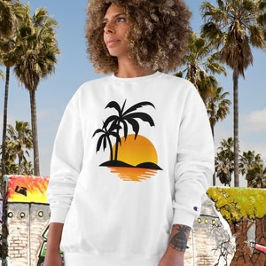 Champion Sweatshirt Champion Crewneck Beach Lovers Long Sleeve Sweatshirt