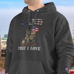 Champion Hoodie, Unisex Hooded Sweatshirt, USA Hoodie | Graphic Champion Hoodie | Patriotic Soldier Sweatshirt | Shop Now!