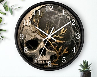 Skull Clock, Yin Yang Silent Analog Wall Clock, Gothic Decor | Shop Now!