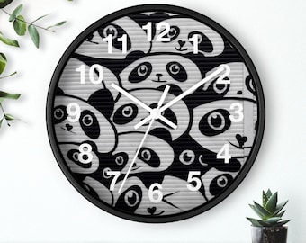 Horloge murale décorative graffiti, horloge analogique à fonctionnement silencieux, motif panda graffiti décoration d'intérieur unique | Achetez maintenant !