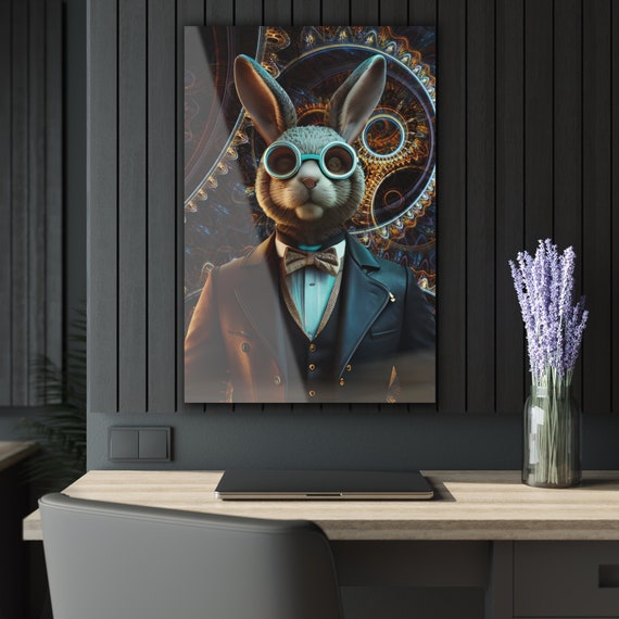 Steampunk Rabbit - Furry Wall Art : Industrial Home Decor