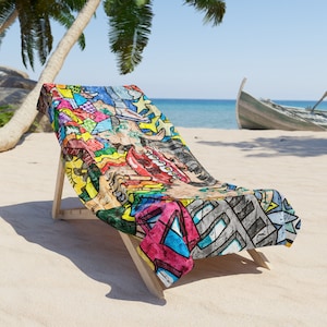 Large Beach Towel, Graffiti Beach Towel, Extra Large Beach Towel - Soft Colorful Lake Towel for Beach & Poolside | Shop Now!