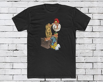 Vintage Cartoon Old Man Graphic Tee - Retro Style Cotton T-Shirt