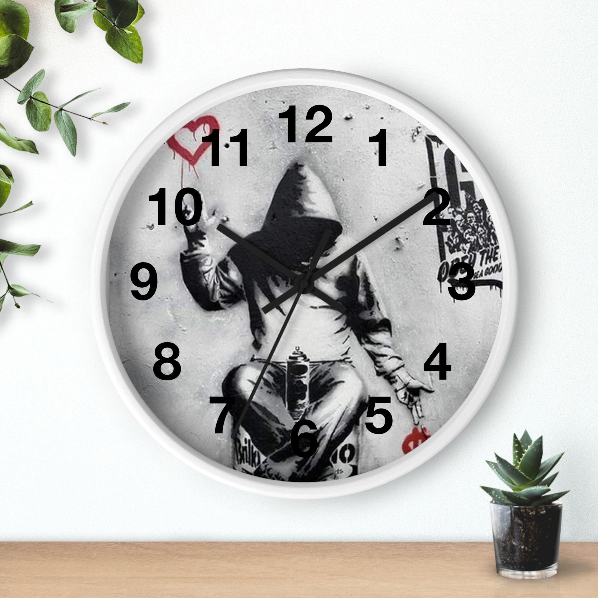 Banksy Graffiti Wall Clock: Silent Analog Home Decor - Etsy