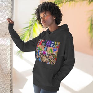 Male Wearing White Champion Hooded Sweatshirt Graffiti Love Graphic Hoodie - Vibrant Streetwear Fashion Graffiti Love Graphic - Hooded Sweatshirt Fashion Graffiti Love Graphic Hoodie Urban Street Style Graffiti Love Graphic Hoodie - Urban Streetwear