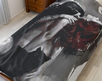 Coperta in velluto stile gotico da vampiro: decorazione romantica per la casa
