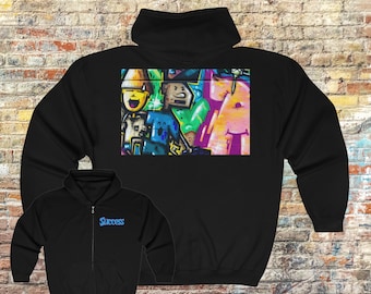 Full Zip Hooded Sweatshirt, Unisex Hoodie Heavy Blend™ Graffiti Hoodie, Graphic Zip Up Streetwear Hoodie | Shop Now!
