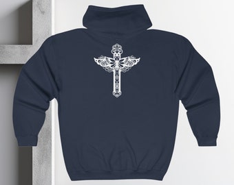 Cross Hoodie - Full Zip Hooded Sweatshirt, Unisex Hoodie