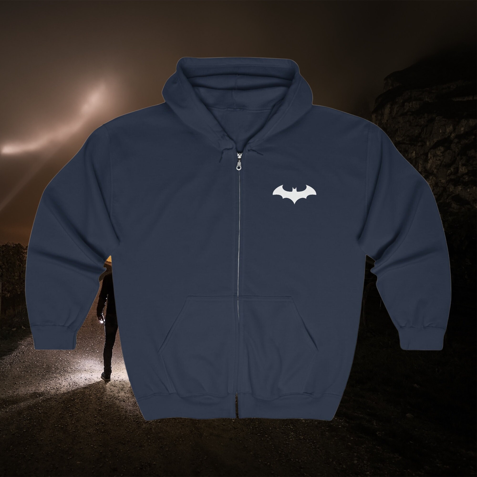 Bat Signal Graphic - Full Zip Hoodie - Etsy