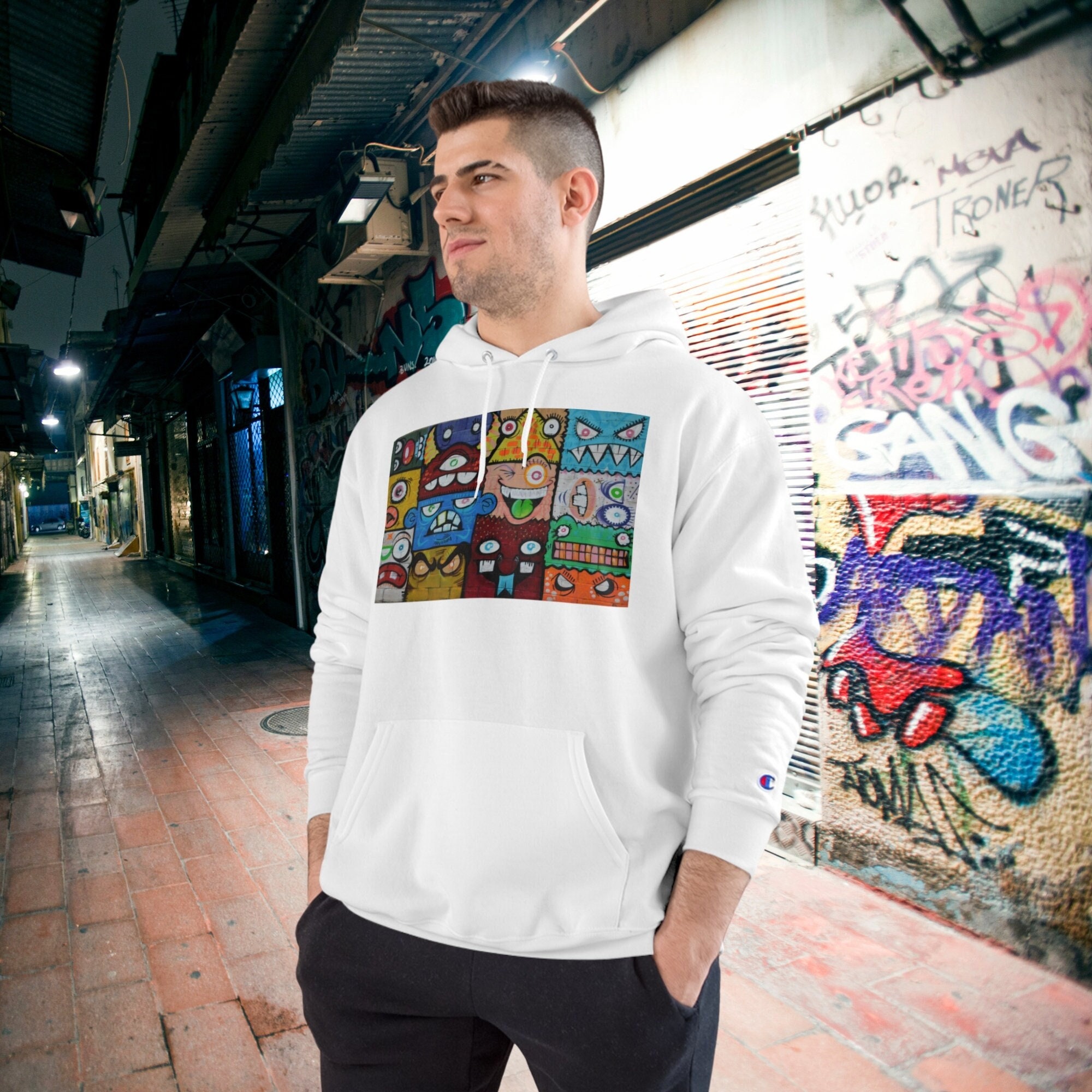 Graffiti Art Champion Hooded Sweatshirt Shop Hoodie Etsy Now - Streetwear Urban