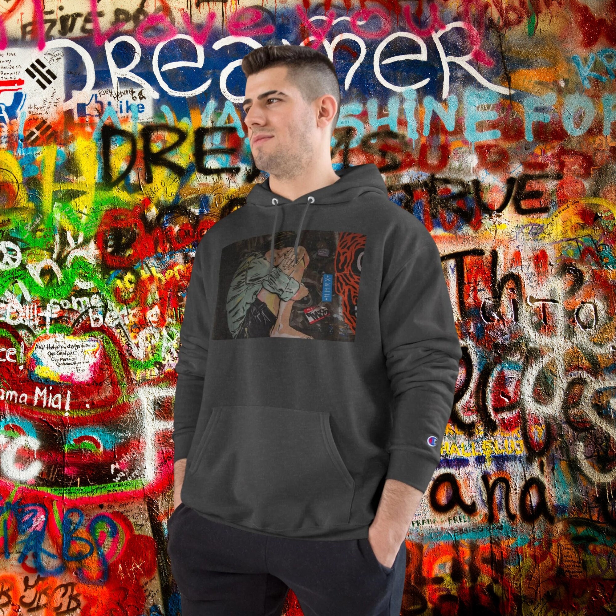 Brand New Graffiti Printed Unisex Winter Sweater Hoodie High