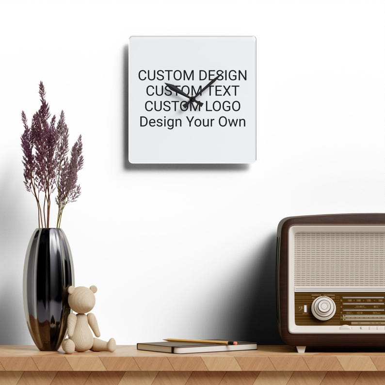 Customized Wall Clock - Customizable Silent Operating Analog Timepiece, Design Your Own 10.75'' × 10.75'' (Square)