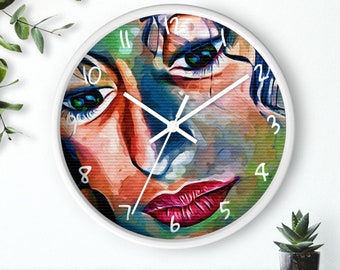 Orologio da parete urbano, orologio analogico con funzionamento silenzioso, orologio da parete per decorazioni per la casa con grafica del volto / Acquista ora!