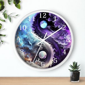 Zegar ścienny Yin Yang: cichy analogowy zegar z drewna