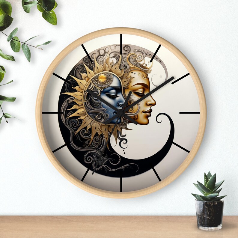 Celestial Moon Wall Clock: Silent Analog Home Decor - Etsy