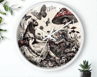Reloj de pared silencioso de Alicia en el País de las Maravillas: Decoración caprichosa