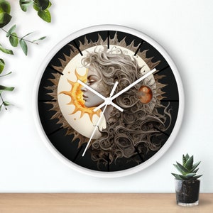 Celestial Sun Wall Clock: Silent Analog Graphic Clock