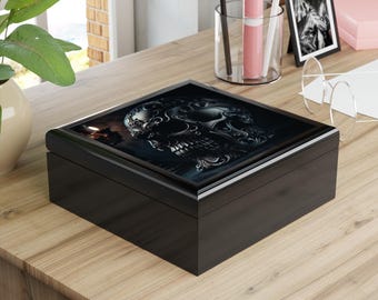 Schmuckschatulle Organizer - Dark Skull Decor Stash Box für Ihn, Einzigartiges Aufbewahrungsgeschenk für Sie, Schmuckhalter Aufbewahrungsbox