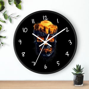 Skull Wall Clock - Silent Analog Clock for Unique Home Decor or Halloween Gothic Room Accent, Halloween Decor