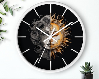 Sun & Moon Silent Wall Clock: Celestial Home Decor