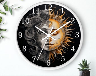 Himmlische Sonne und Mond Wanduhr: Einzigartige Wanduhr