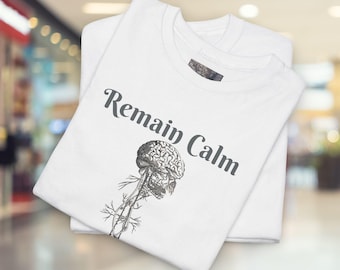 Remain Calm Vagus Nerve T-Shirt, Adult Cotton Crew Tee