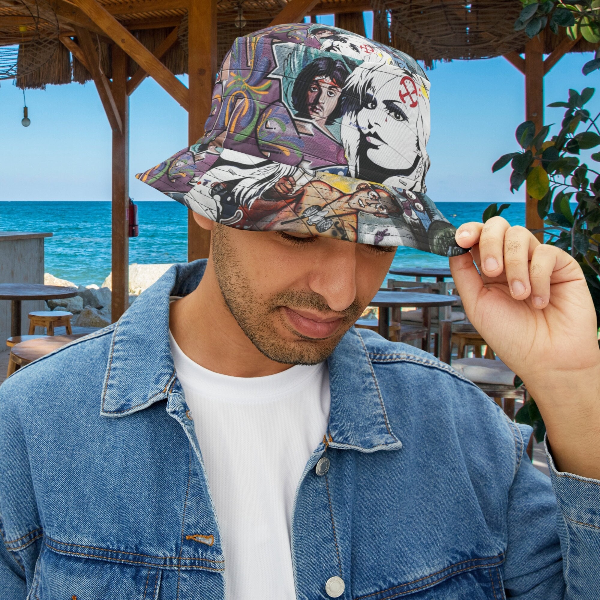 [BEENTRILL]★TAPING ART BUCKET HAT BEENTRILL Pattern Art Bucket Hat Light Beige – LAW DIVINE