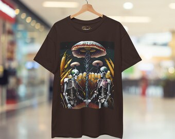 Trippy Skull T-shirt | Uniek katoenen T-shirt met ronde hals - Psychedelische streetwear kleding
