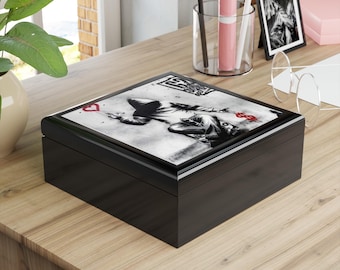 Schmuckschatulle Organizer - Beliebte Graffiti Banksy Style Decor, Geschenk für Sie, Inspirational Inhaber, einzigartige Holz Aufbewahrungsbox, Shop Now