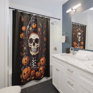 Halloween Graphic Skull Shower Curtains - Scary Bath Decor | Halloween Bathroom Decor | Shop Now!