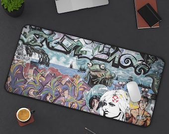 Graffiti Street Art Desk Mat: Neoprene Anti-Slip Desk Accessory