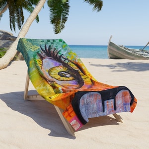 Large Beach Towel,  Graffiti Towel, Vibrant Graffiti Art Towel, Large Towel - Colorful Towel for Lake, Beach & Poolside | Shop Now!