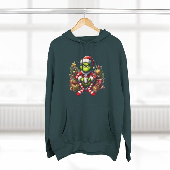 Weihnachtsgrinch Hoodie, Drei-Panel-Fleece Hoodie, Weihnachten