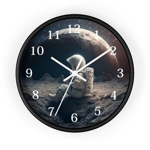 Astronaut in Space Wall Clock - Celestial Timepiece, Silent Operating ...