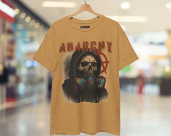 Anarchy Graffiti Graphic Skull T-Shirt | Unisex T-Shirt aus schwerer Baumwolle, Urban Grunge Fashion Streetwear