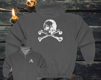 Skull & Crossbones Graphic Zip Hoodie - Jolly Roger Heavy Blend™