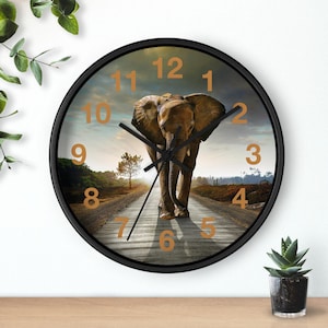 African Elephant Graphic Home Decor Jungle Clock, Silent Operating Analog Wall Clock | Shop Now!
