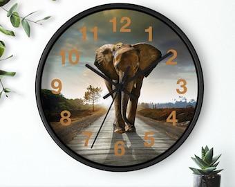 African Elephant Graphic - Silent Operating Analog Wall Clock