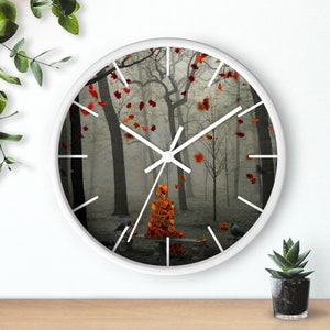 Stille Herbst Szene Wanduhr: Analog Herbst Dekor