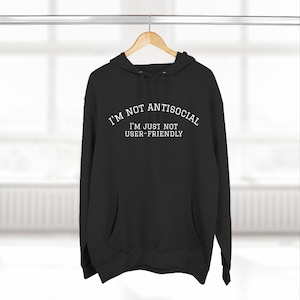 Anti-Social - Fleece Hoodie, Three-Panel Streetwear Hooded Sweatshirt, Graphic Pullover Jacket, Urban Outerwear