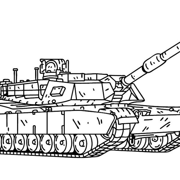Military Tank - Coloring Page - Kids Teens Adults - Printable PDF - Instant Download - Military Army Navy Coast Guard