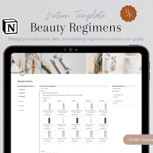 Notion Template, Skincare Planner, Self Care Tracker, Beauty Regimen Builder, Keep track of most successful products and regimens!