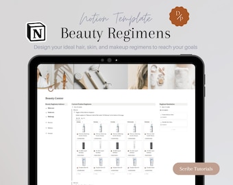 Beauty Regimen Notion Template, Skincare Tracker (Digital Download)