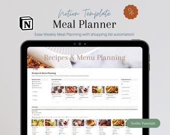 Notion Meal Planner Template, Recipe & Fitness Tracker (Digital Download)