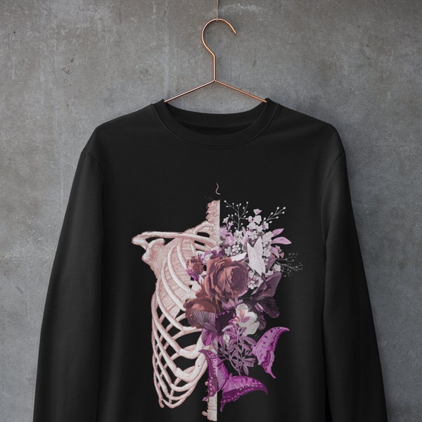 Pastel Goth Rib Cage Pullover, Nu Goth, Kawaii Sweatshirt, Witchy Soft Grunge Aesthetic, Yami Kawaii, Trendy Goth, Gruselige süße Kleidungsliebhaber